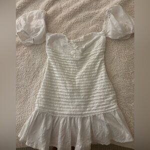 Hello Molly White Puff Sleeve Dress